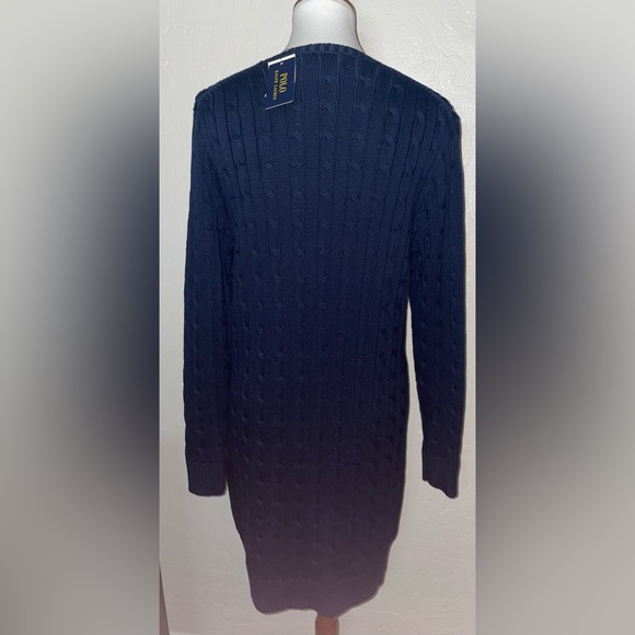 New! Polo Ralph Lauren Cable Knit Crewneck Sweater Dress in Navy Size Large🤍🐎 - Picture 8 of 12